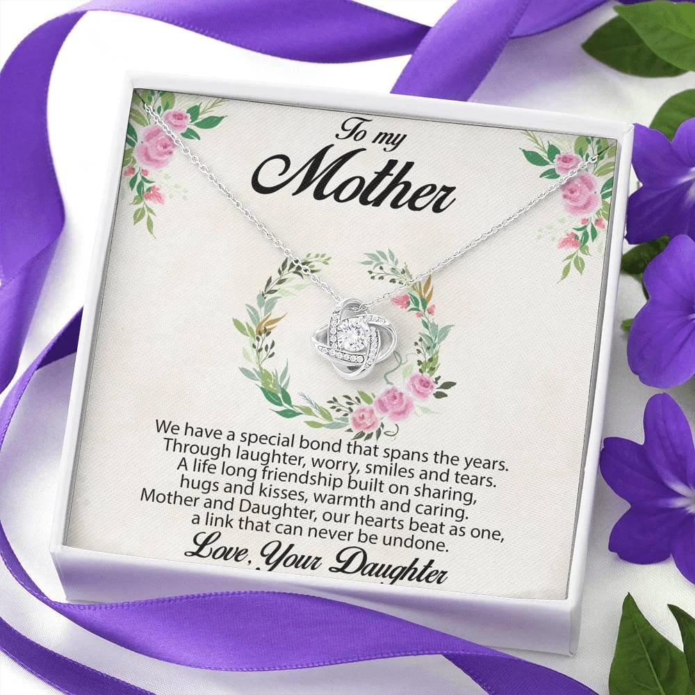 Gift for Mother Love Knot Necklace Message Card from Daughter