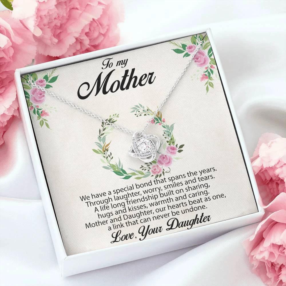 Gift for Mother Love Knot Necklace Message Card from Daughter