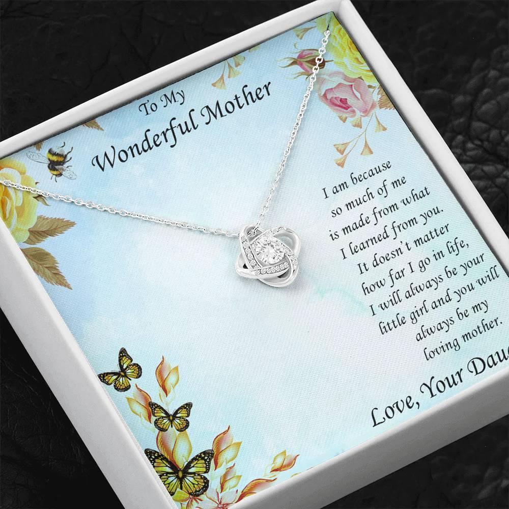 To Mother from Daughter Love Knot Pendant Necklace