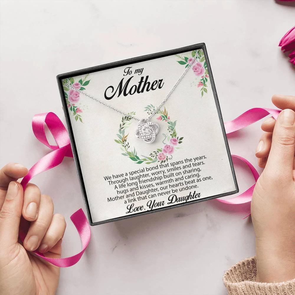 Gift for Mother Love Knot Necklace Message Card from Daughter