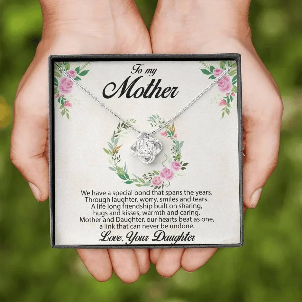 Gift for Mother Love Knot Necklace Message Card from Daughter