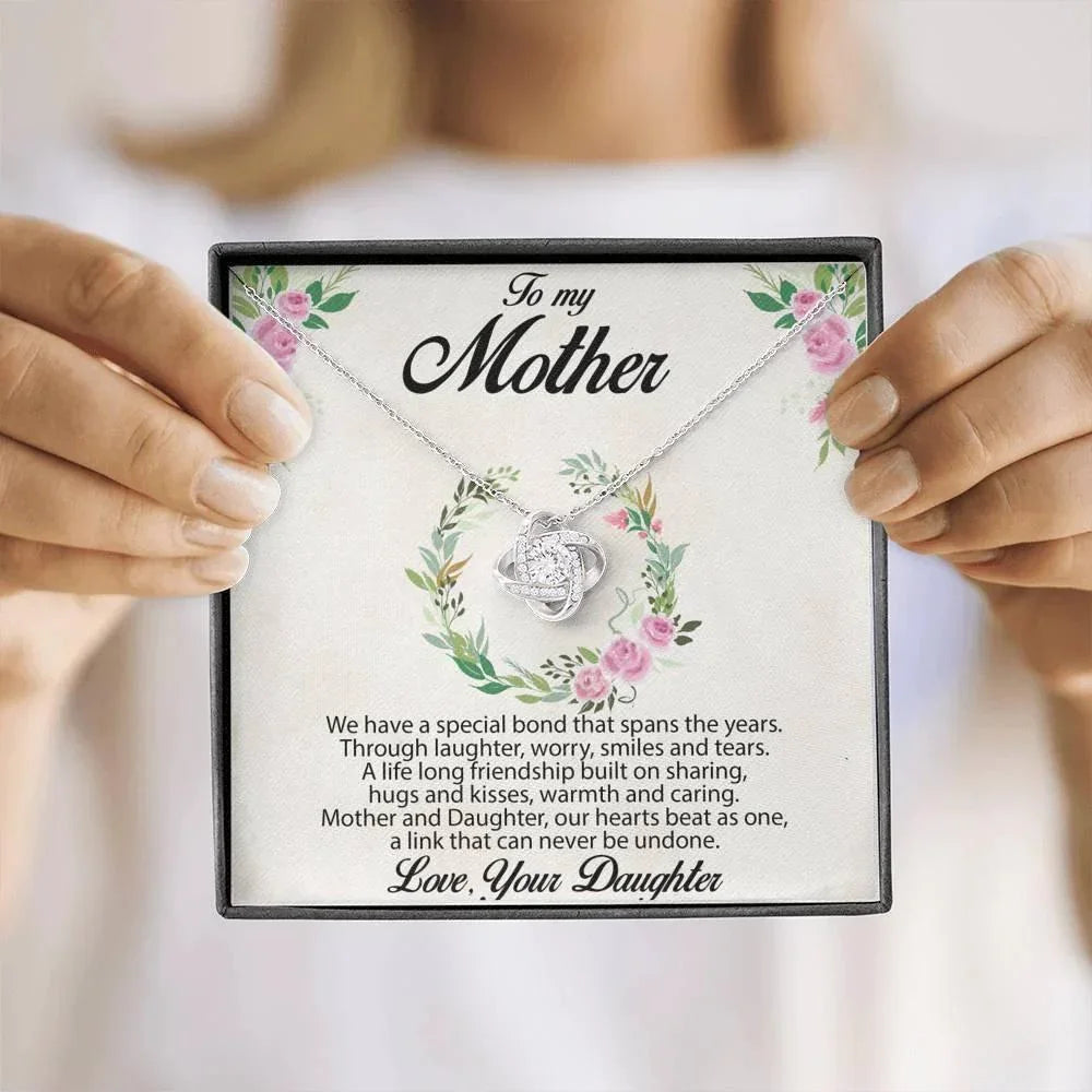 Gift for Mother Love Knot Necklace Message Card from Daughter