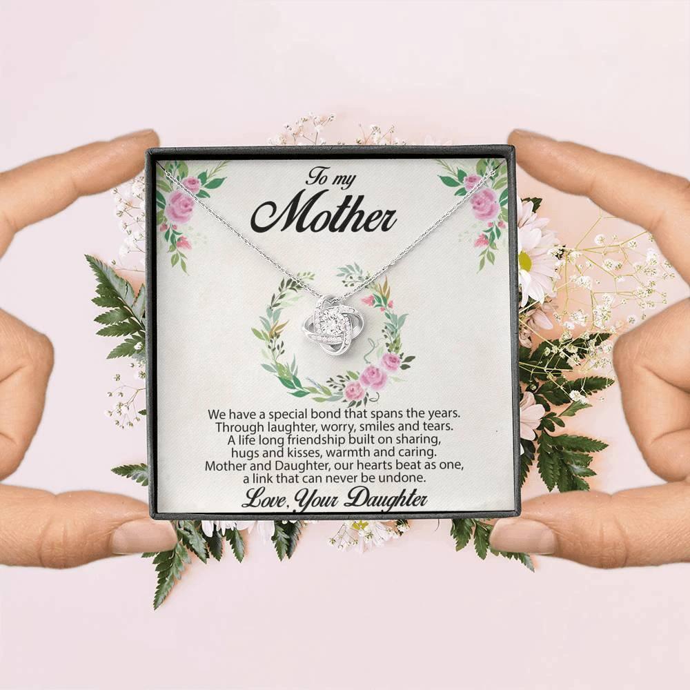 Gift for Mother Love Knot Necklace Message Card from Daughter