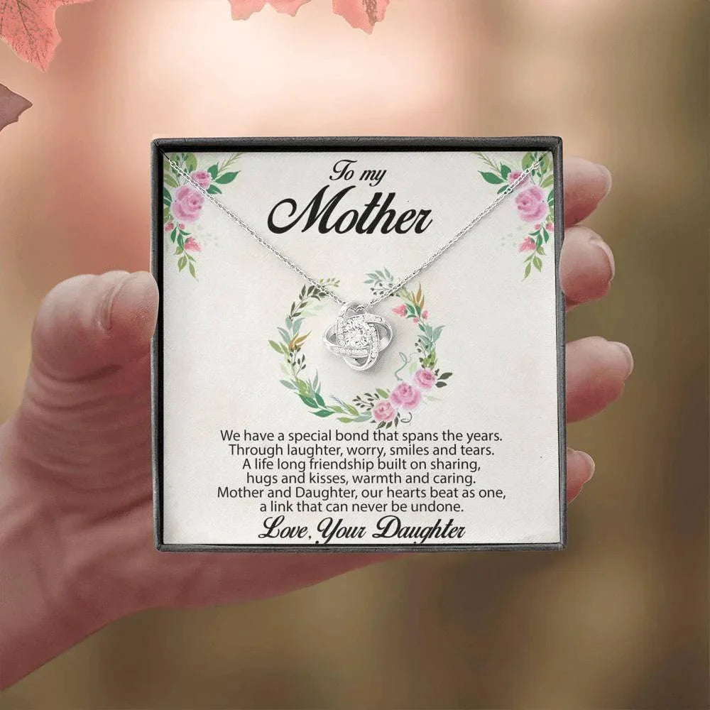 Gift for Mother Love Knot Necklace Message Card from Daughter