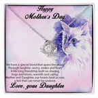 Mother from Daughter Love Knot Necklace Cat Message Card