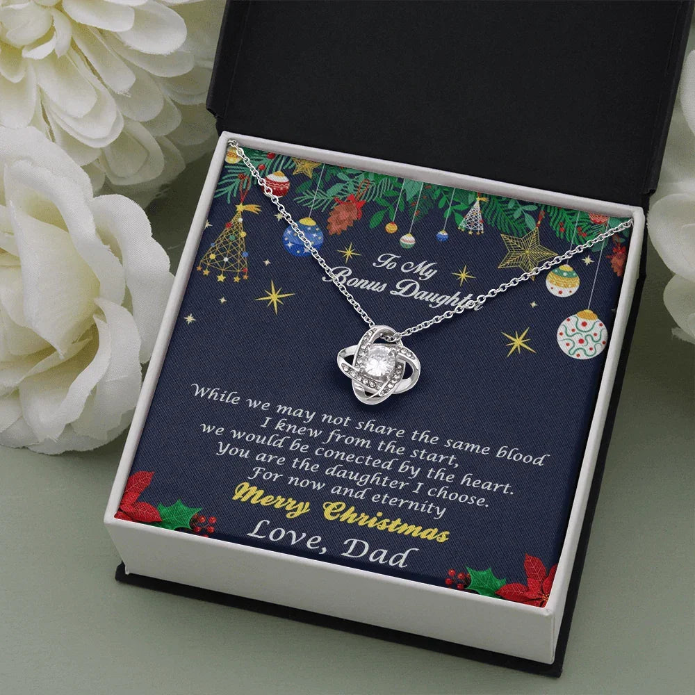 Bonus Daughter Pendant Necklace Custom Christmas Message Card with Gift Box from Dad