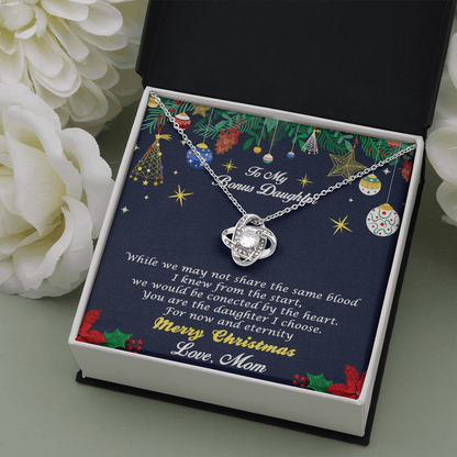 Bonus Daughter Pendant Necklace Christmas Message Card and Gift Box from Mom - Mallard Moon Gift Shop