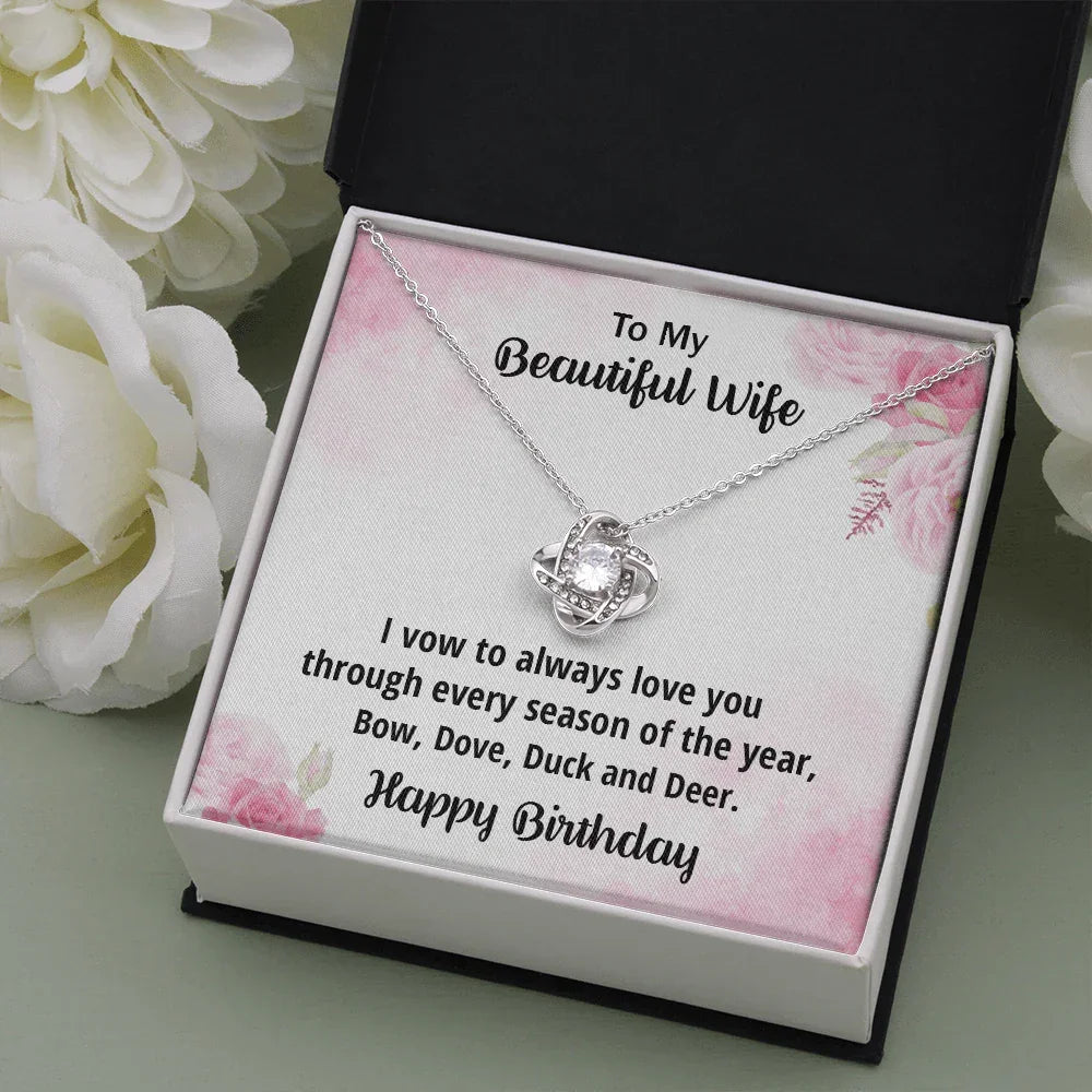 Wife Birthday Gift from Hunter Husband CZ Love Knot Pendant Necklace