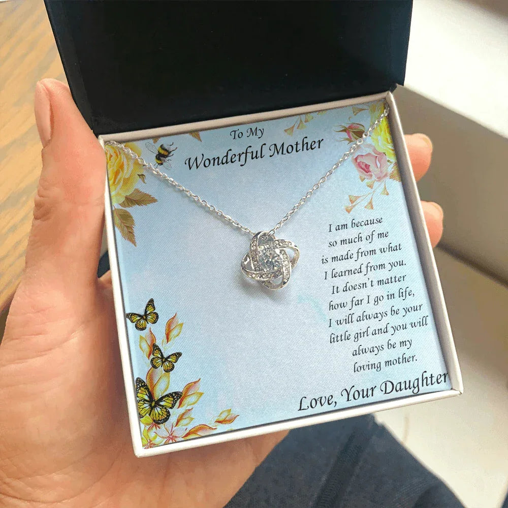 To Mother from Daughter Love Knot Pendant Necklace