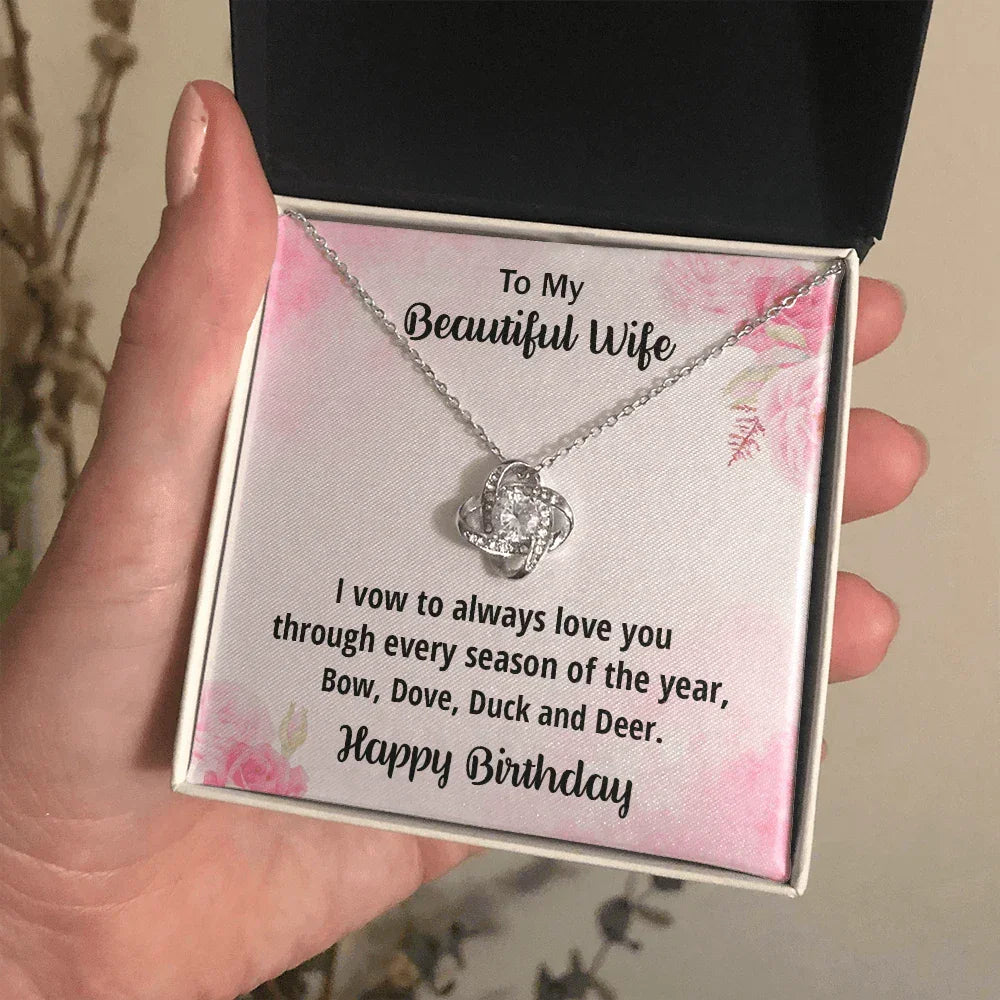 Wife Birthday Gift from Hunter Husband CZ Love Knot Pendant Necklace
