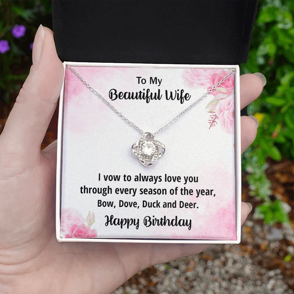Wife Birthday Gift from Hunter Husband CZ Love Knot Pendant Necklace