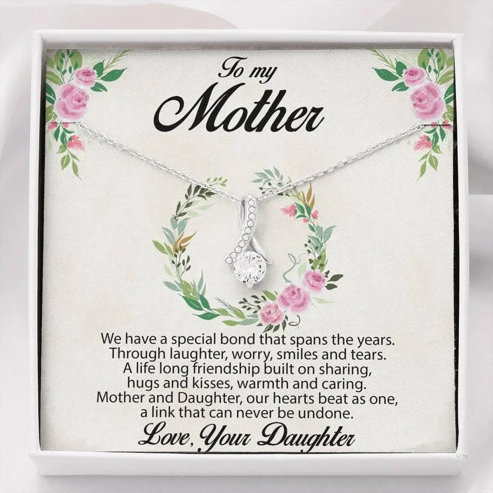 Gift for Mother Alluring Beauty CZ Pendant Necklace Message Card from Daughter