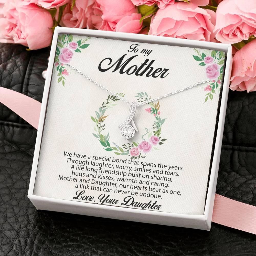 Gift for Mother Alluring Beauty CZ Pendant Necklace Message Card from Daughter