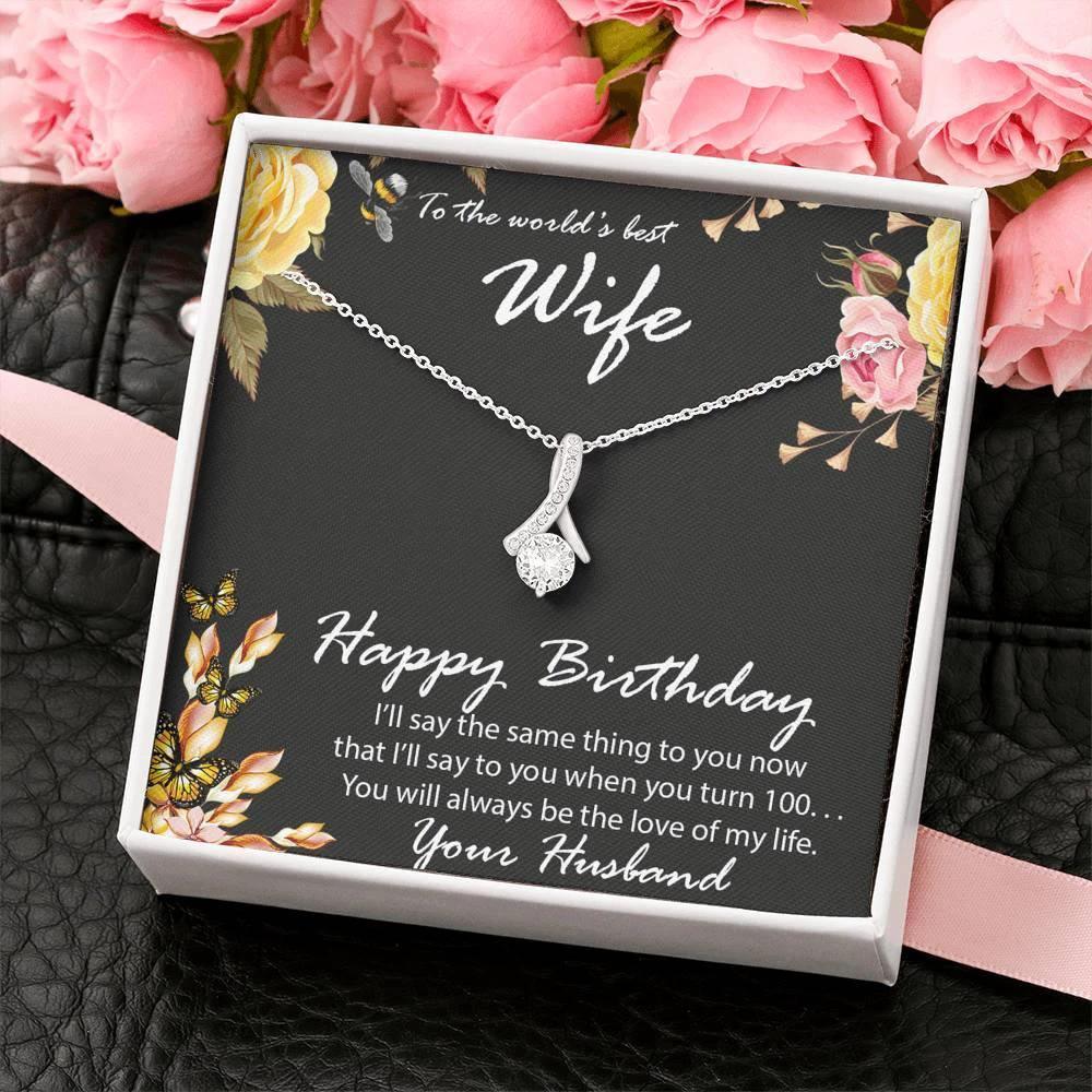 Birthday Gift for Wife CZ Pendant Necklace with Message Card