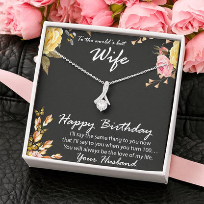 Birthday Gift for Wife CZ Pendant Necklace with Message Card - Mallard Moon Gift Shop