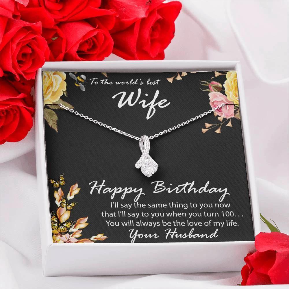 Birthday Gift for Wife CZ Pendant Necklace with Message Card