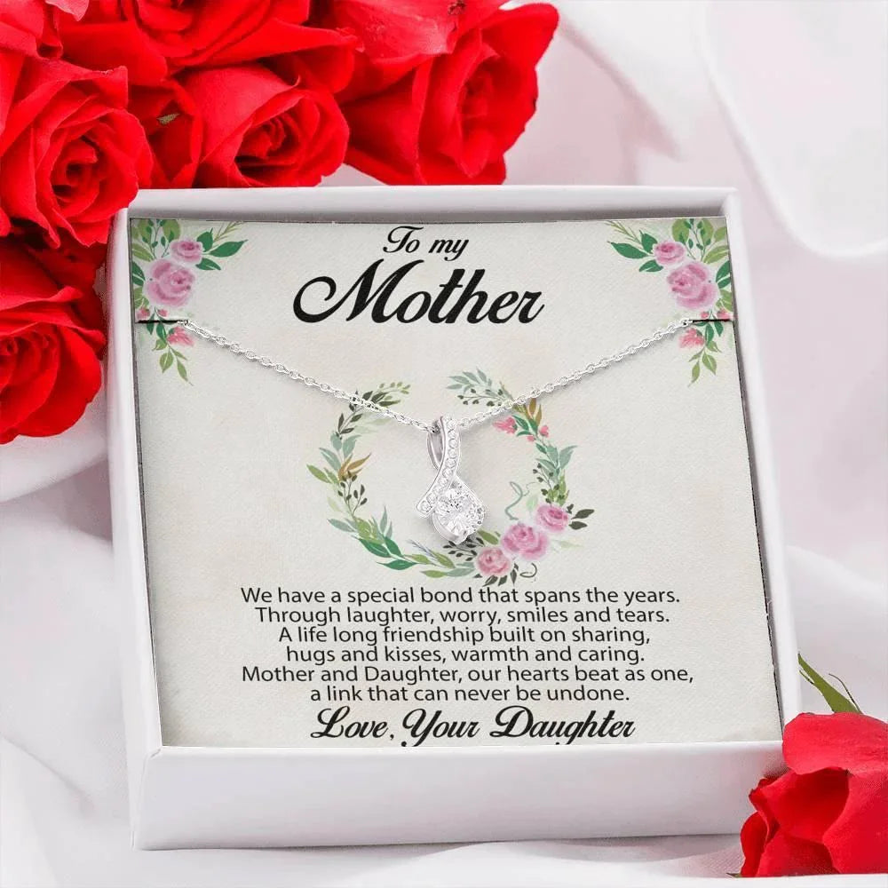 Gift for Mother Alluring Beauty CZ Pendant Necklace Message Card from Daughter - Mallard Moon Gift Shop