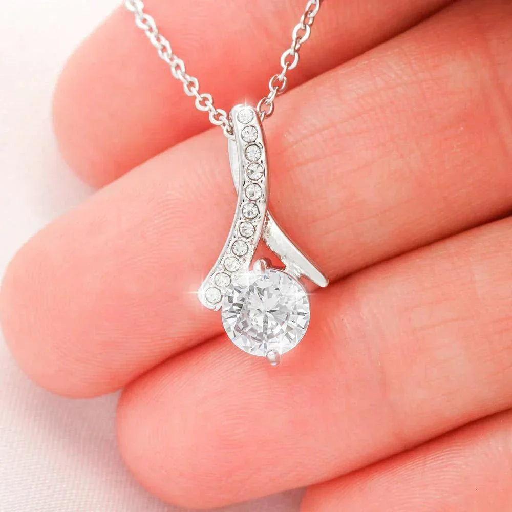 Birthday Gift for Wife CZ Pendant Necklace with Message Card