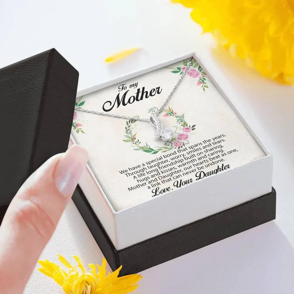 Gift for Mother Alluring Beauty CZ Pendant Necklace Message Card from Daughter