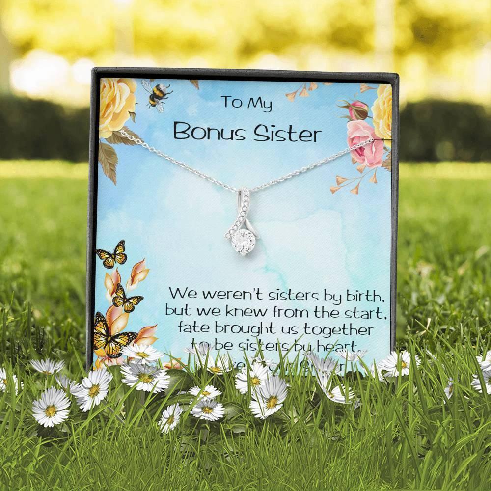 Bonus Sister CZ Pendant Necklace with Message Card Gift Box