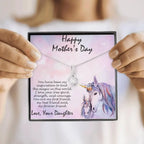 Mother's Day Gift from Daughter CZ Pendant Necklace with Custom Unicorn Message Card and Gift Box