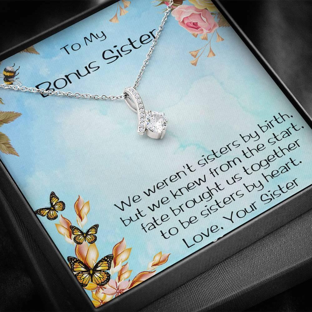 Bonus Sister CZ Pendant Necklace with Message Card Gift Box