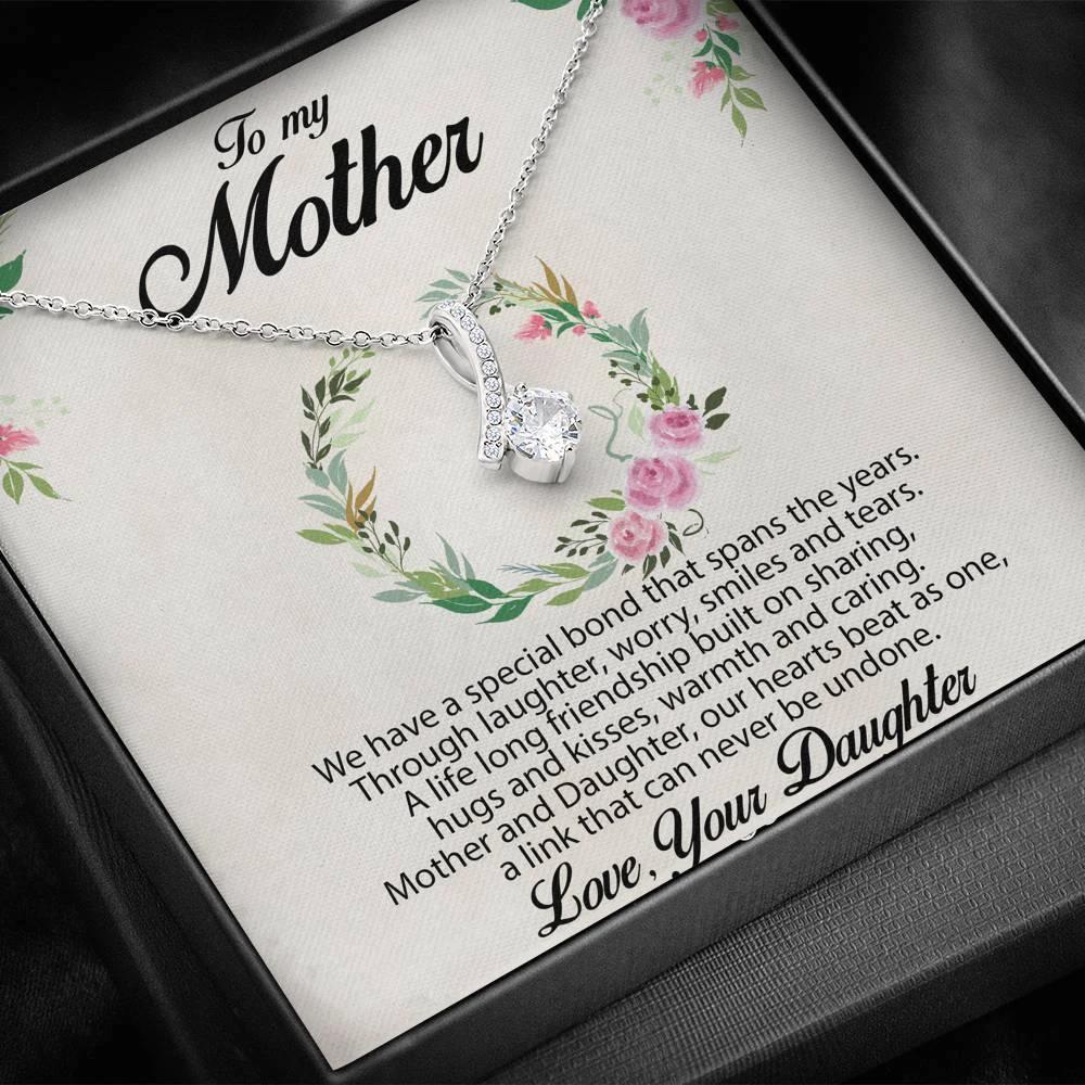 Gift for Mother Alluring Beauty CZ Pendant Necklace Message Card from Daughter
