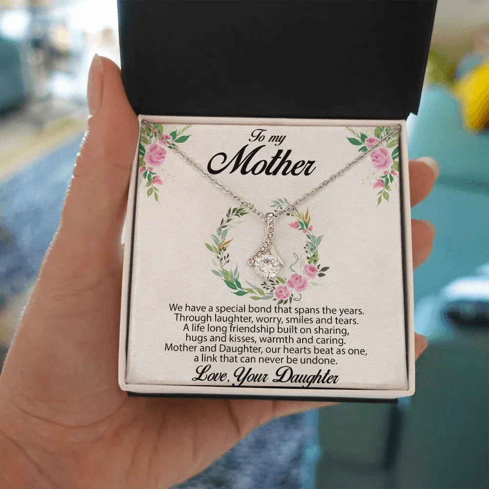 Gift for Mother Alluring Beauty CZ Pendant Necklace Message Card from Daughter - Mallard Moon Gift Shop
