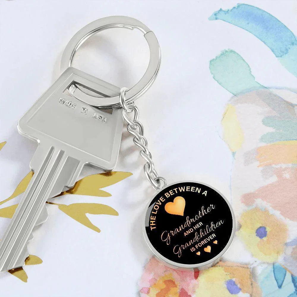 The Love Between a Grandmother and her Grandchildren is Forever Engraved Circle Keychain