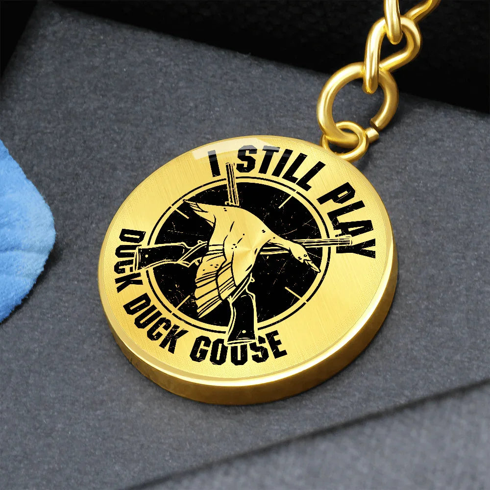 Duck Hunter Circle Keychain Custom Engraved Back