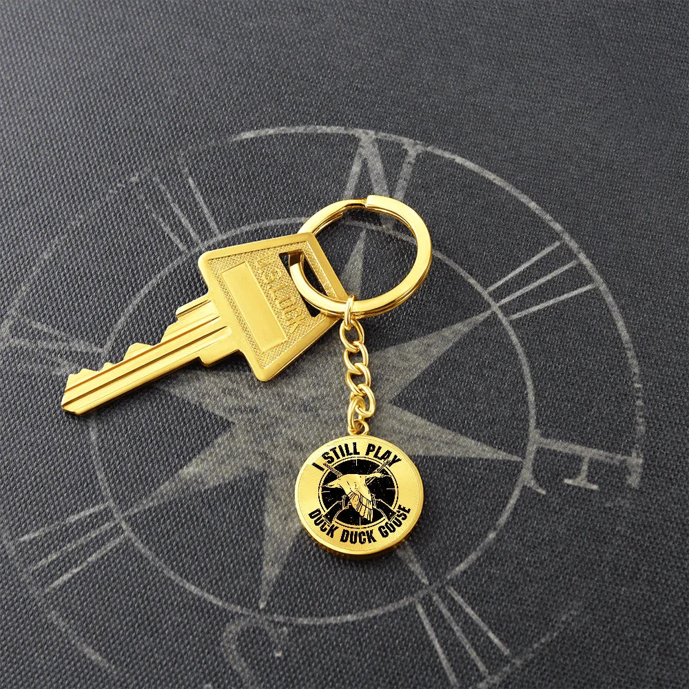 Duck Hunter Circle Keychain Custom Engraved Back