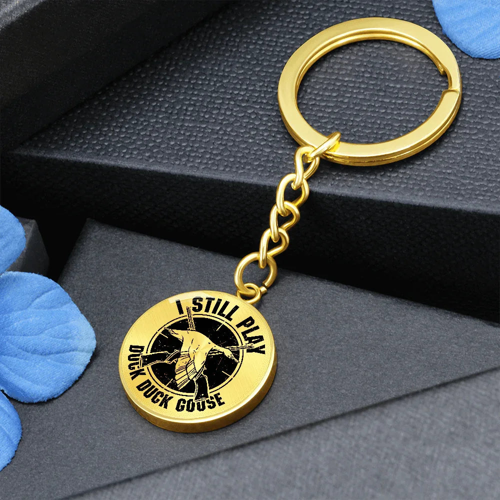 Duck Hunter Circle Keychain Custom Engraved Back