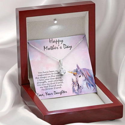 Mother's Day Gift from Daughter CZ Pendant Necklace with Custom Unicorn Message Card and Gift Box - Mallard Moon Gift Shop