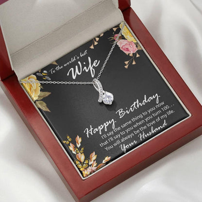 Birthday Gift for Wife CZ Pendant Necklace with Message Card - Mallard Moon Gift Shop