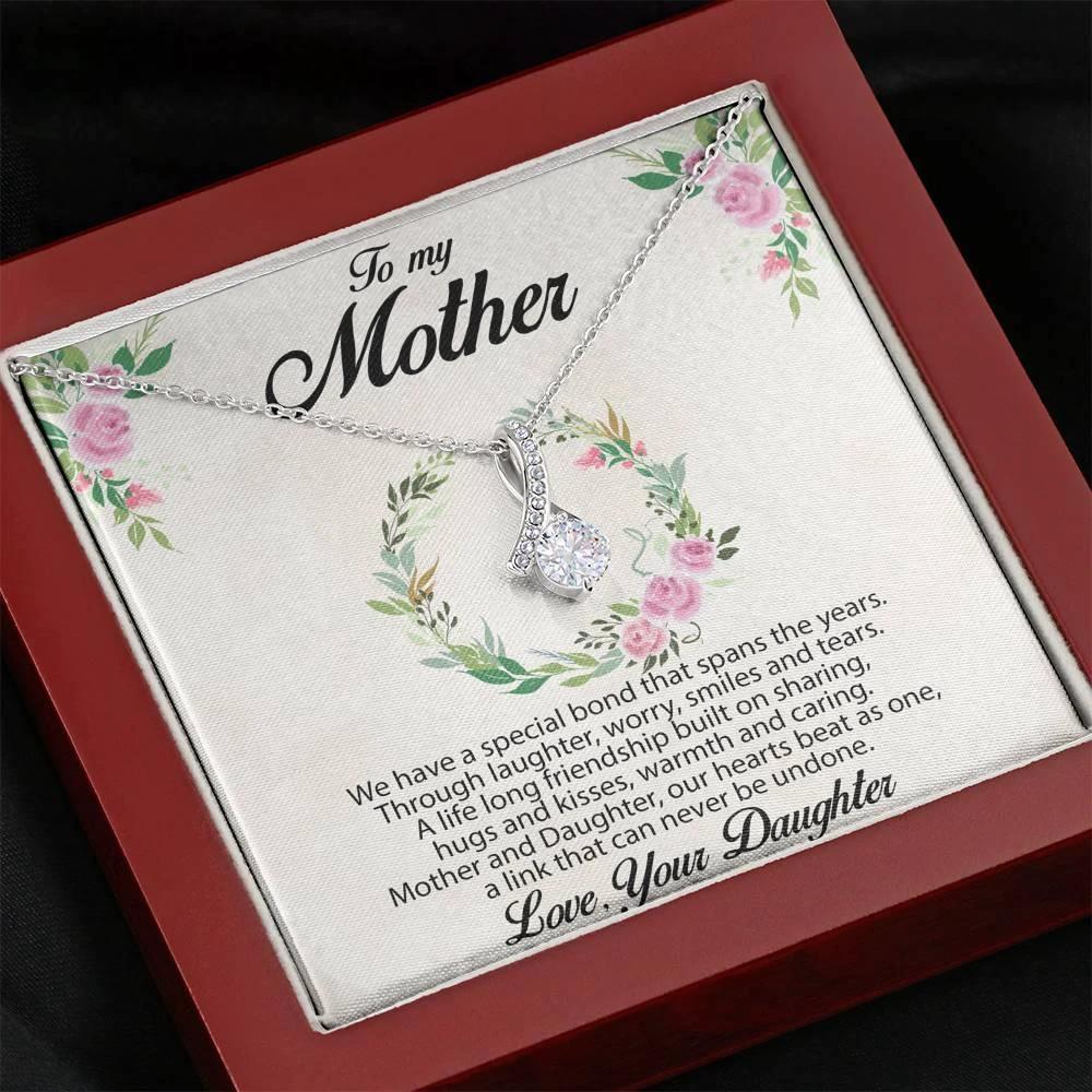Gift for Mother Alluring Beauty CZ Pendant Necklace Message Card from Daughter