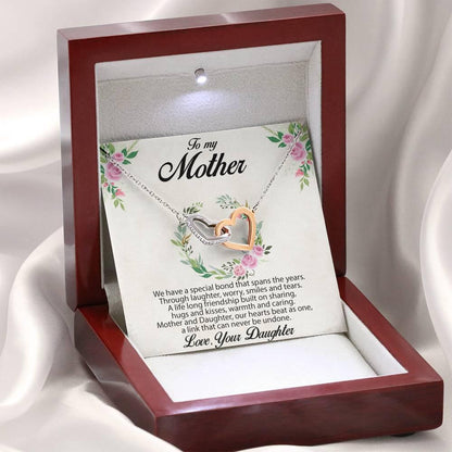 Gift for Mother Interlocking Hearts Pendant Necklace From Daughter Message Card Gift Box - Mallard Moon Gift Shop