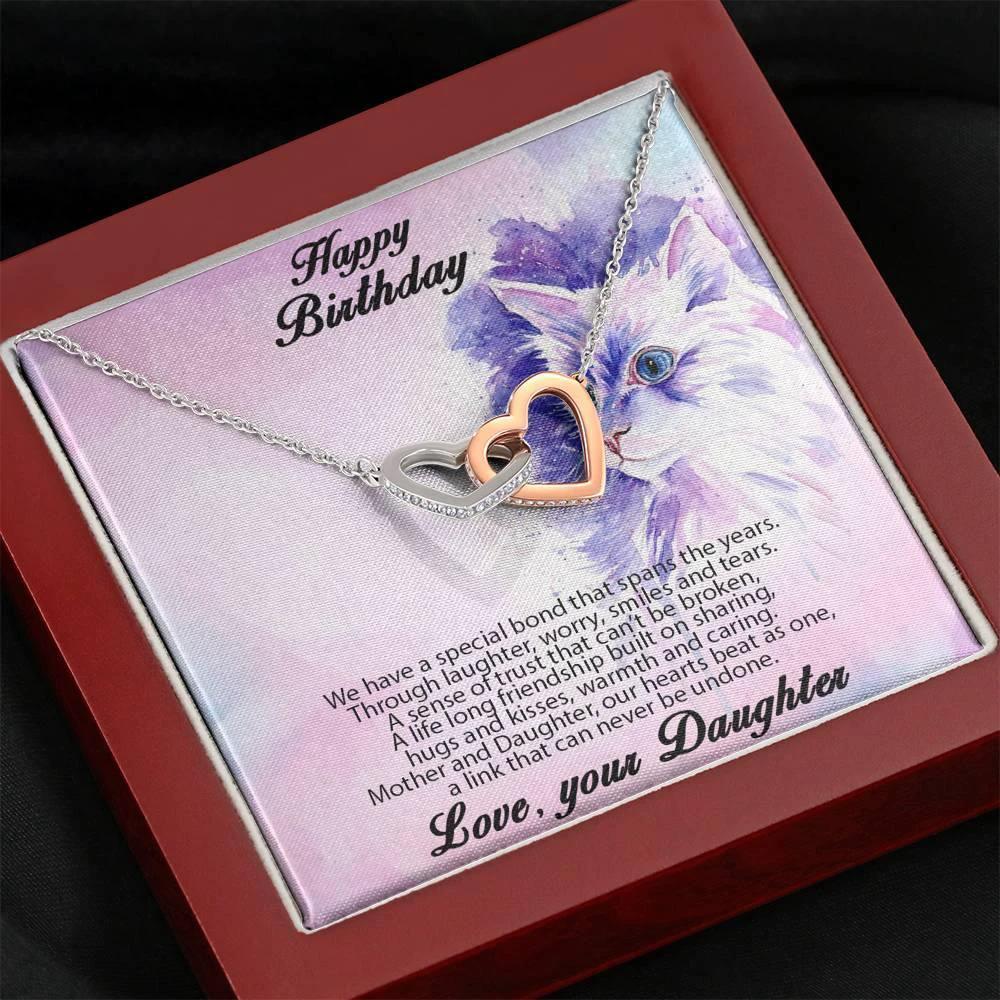 Birthday Gift for Mother from Daughter Gold and Silver Hearts Pendant Necklace