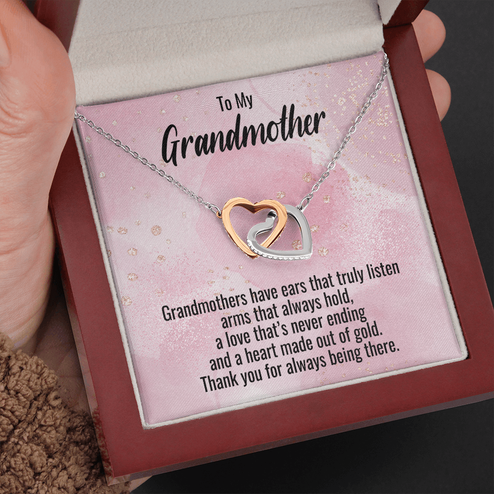 Grandmother Gift Interlocking Heart Pendant Necklace - Mallard Moon Gift Shop