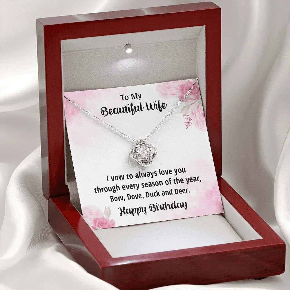 Wife Birthday Gift from Hunter Husband CZ Love Knot Pendant Necklace