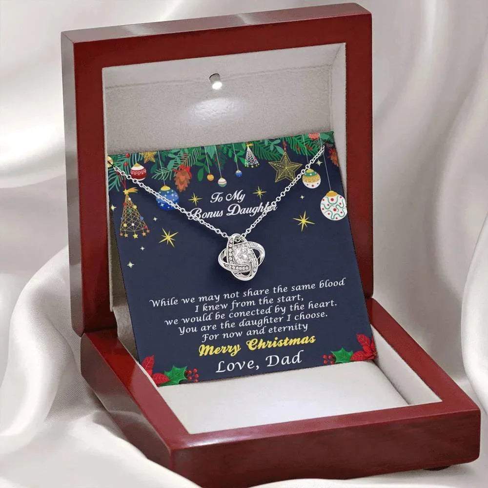 Bonus Daughter Pendant Necklace Christmas Message Card and Gift Box Love Dad