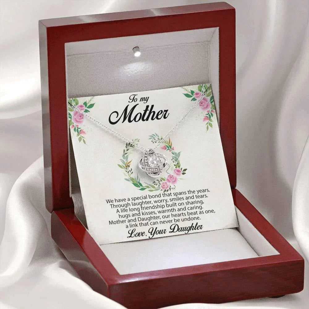 Gift for Mother Love Knot Necklace Message Card from Daughter