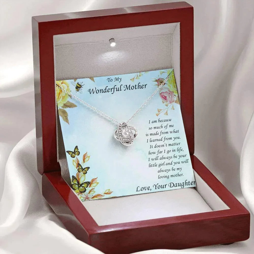 To Mother from Daughter Love Knot Pendant Necklace