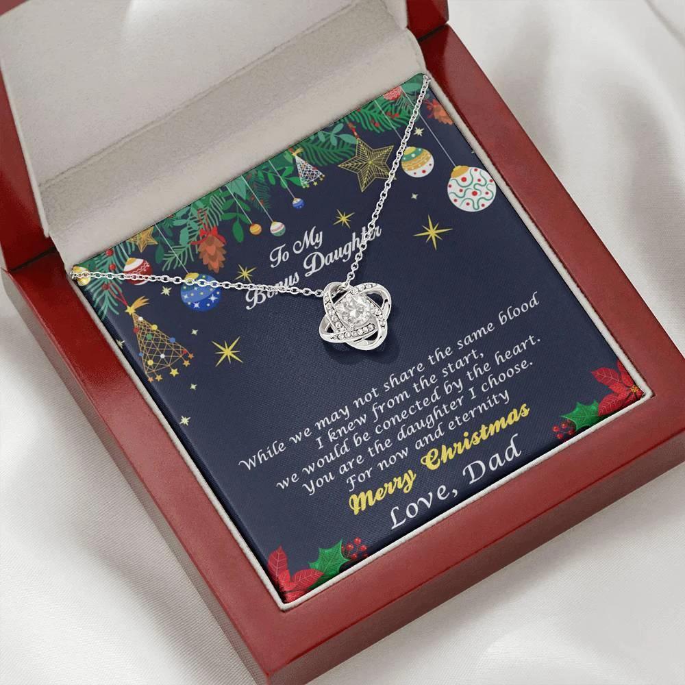 Bonus Daughter Pendant Necklace Custom Christmas Message Card with Gift Box from Dad