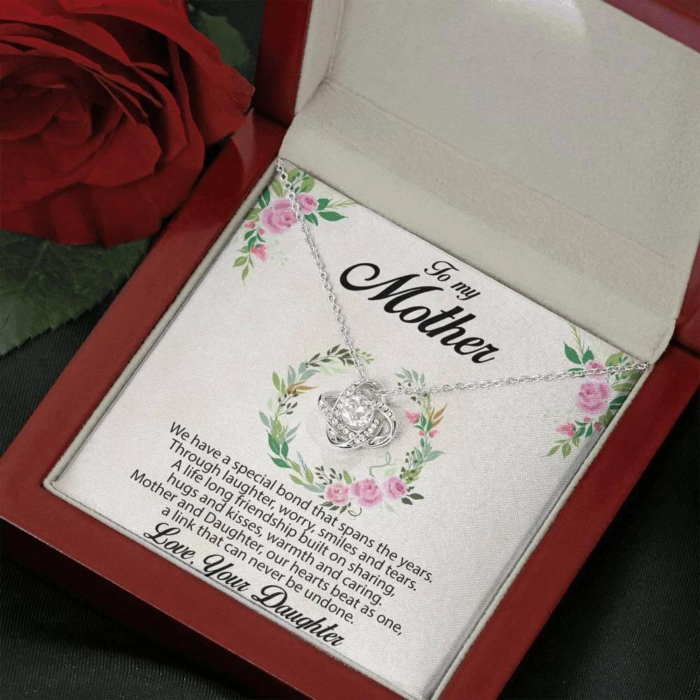 Gift for Mother Love Knot Necklace Message Card from Daughter