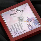 Mother's Day Gift from Daughter CZ Love Knot Pendant Necklace with Unicorn Message Card