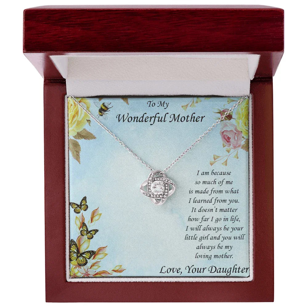 To Mother from Daughter Love Knot Pendant Necklace