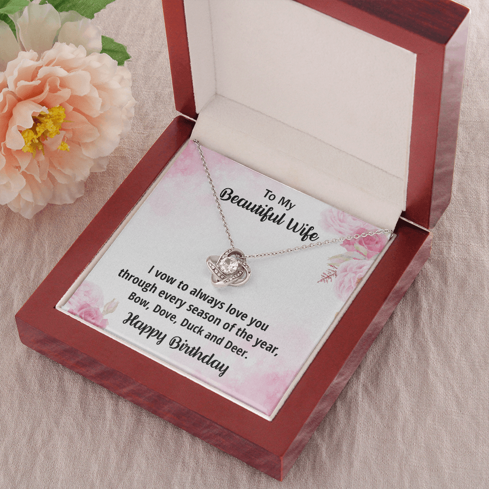 Wife Birthday Gift from Hunter Husband CZ Love Knot Pendant Necklace - Mallard Moon Gift Shop