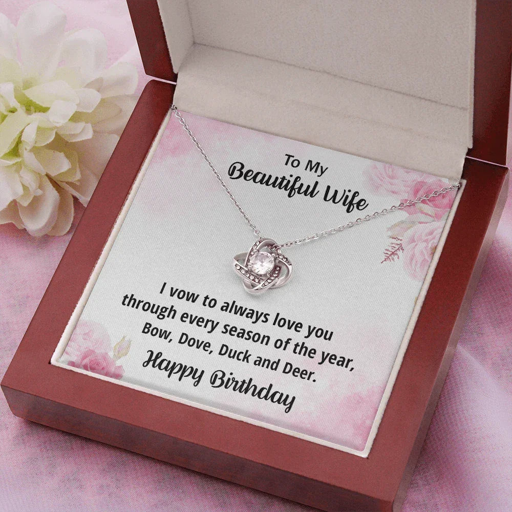 Wife Birthday Gift from Hunter Husband CZ Love Knot Pendant Necklace