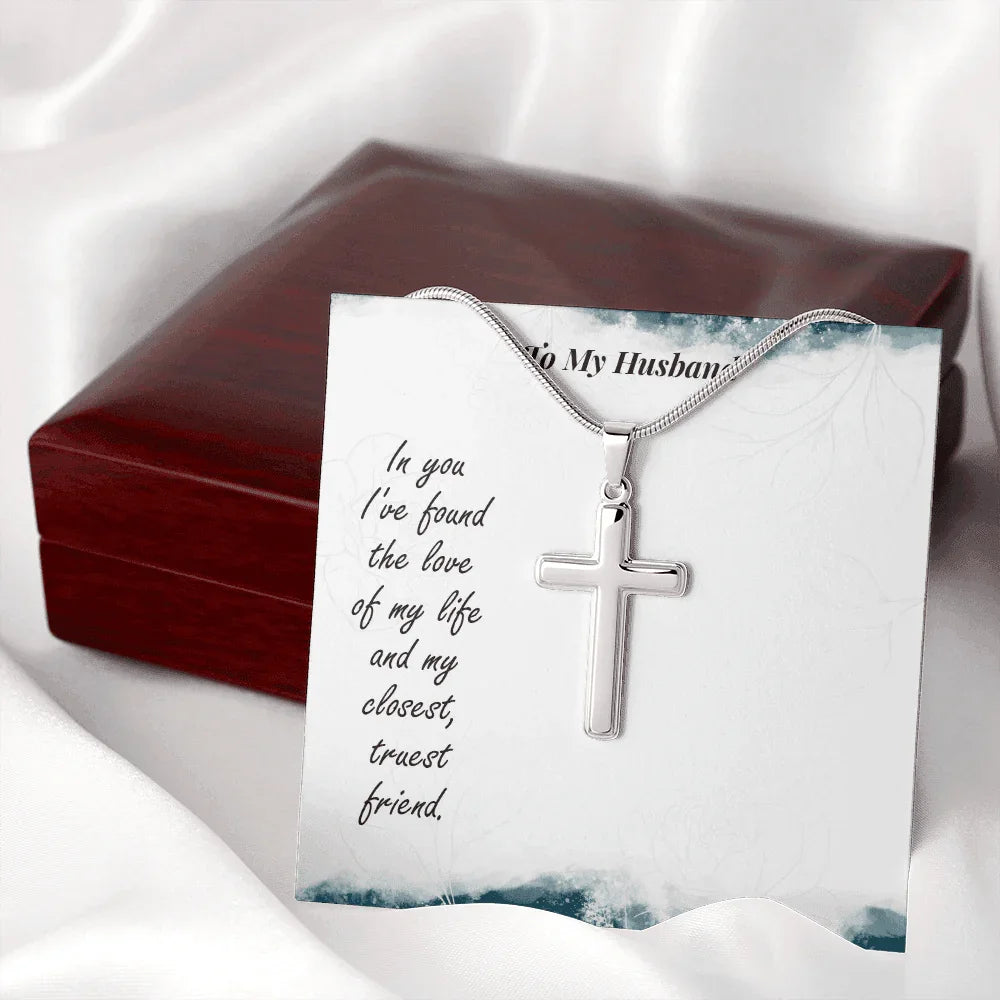 Gift for Husband - Love of My Life - Cross Pendant Necklace