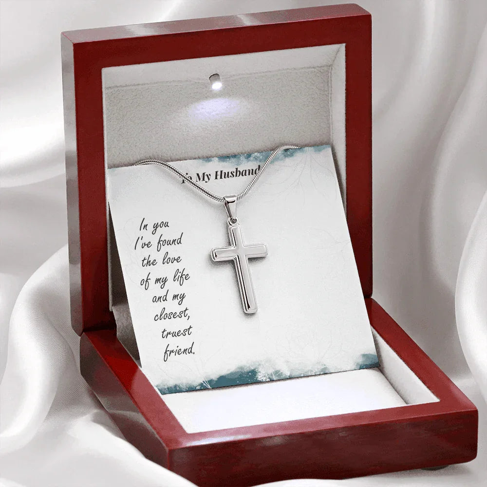 Gift for Husband - Love of My Life - Cross Pendant Necklace
